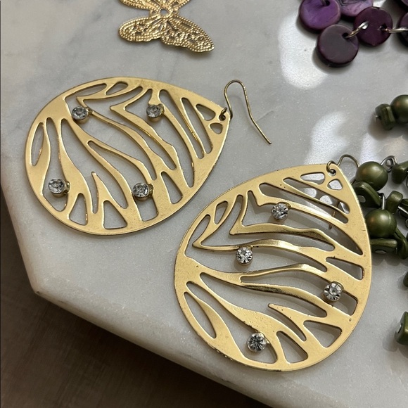 Vtg DANGLE/oversized LOT OF 8 PAIRS OF PIERCED EARRINGS - Picture 6 of 6